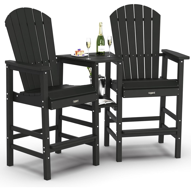 Tall Adirondack Chairs Set of 2 Black