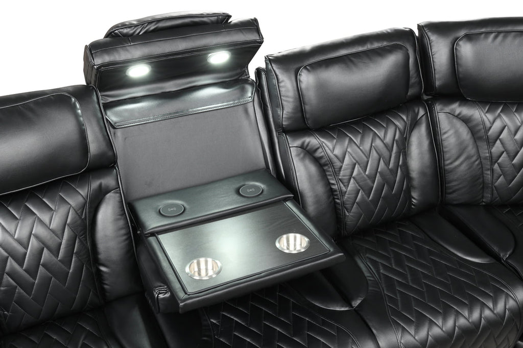 Barcelona Black Power Reclining Sectional with Adjustable Power Headrests