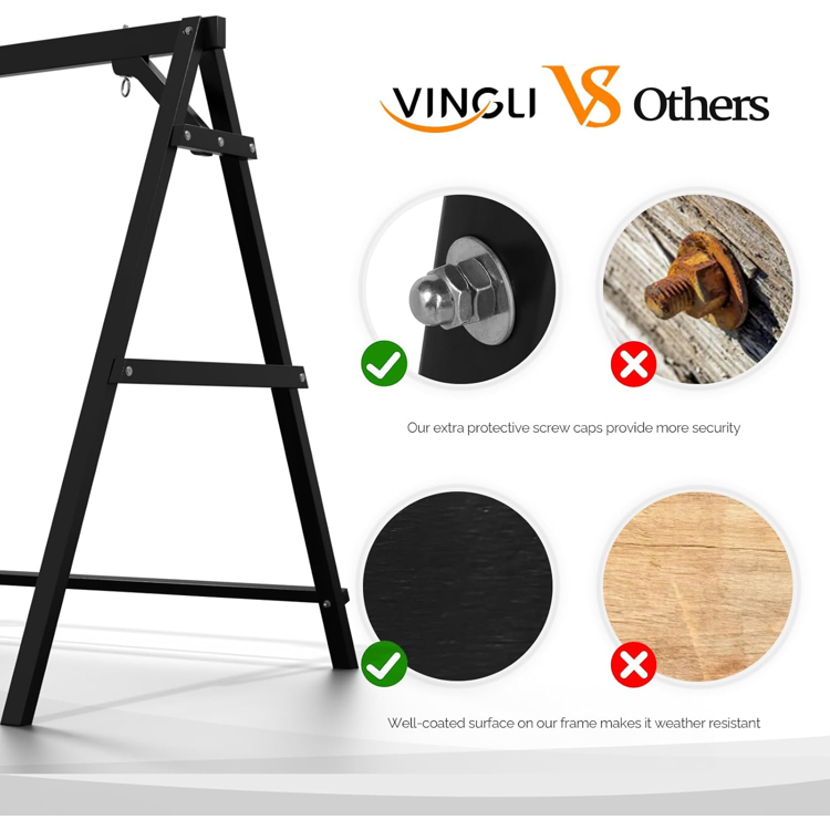 ,Wood Swing Frame, Black, Spruce Wood, for 4ft Swing Chair