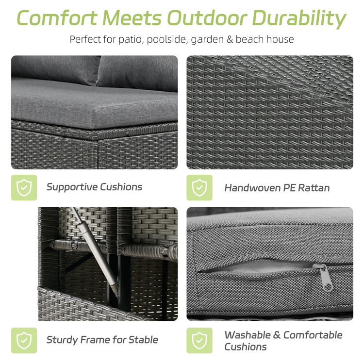 5-Piece Outdoor Patio Rattan Sofa Set
