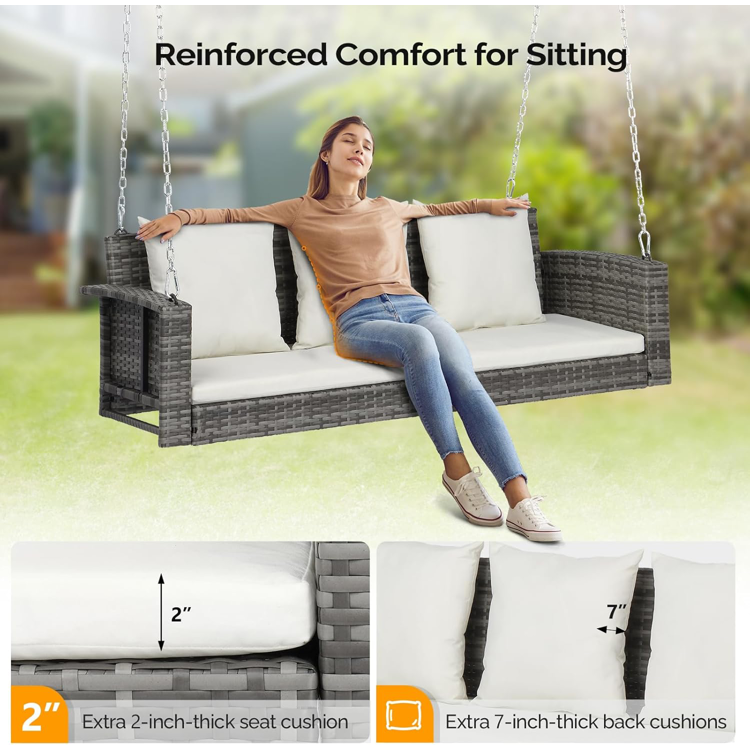 Rattan Swing Gray- 3 Seats