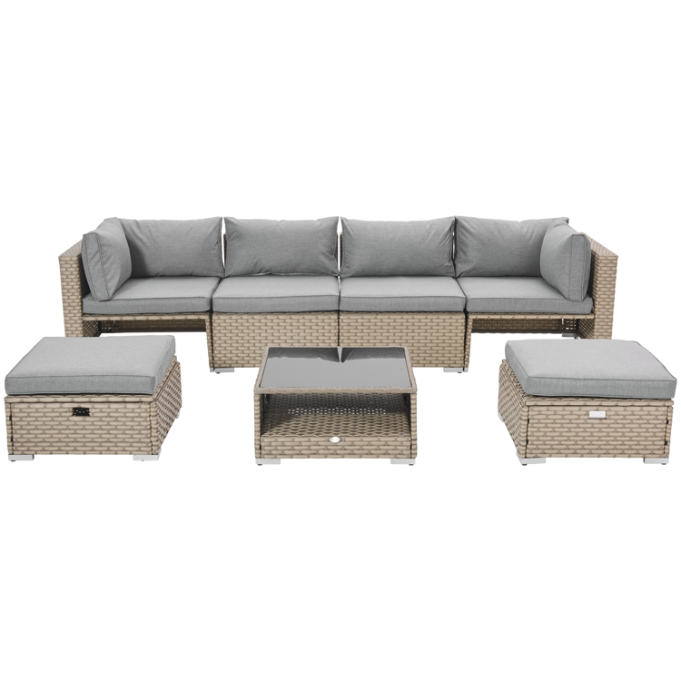 5pc wicker Patio Furniture Set, All Weather PE Wicker Sofa Set