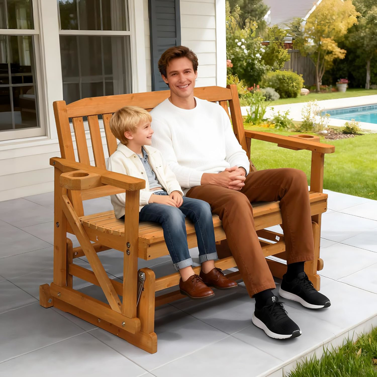 2-Person Outdoor Glider Bench - 2 wood options