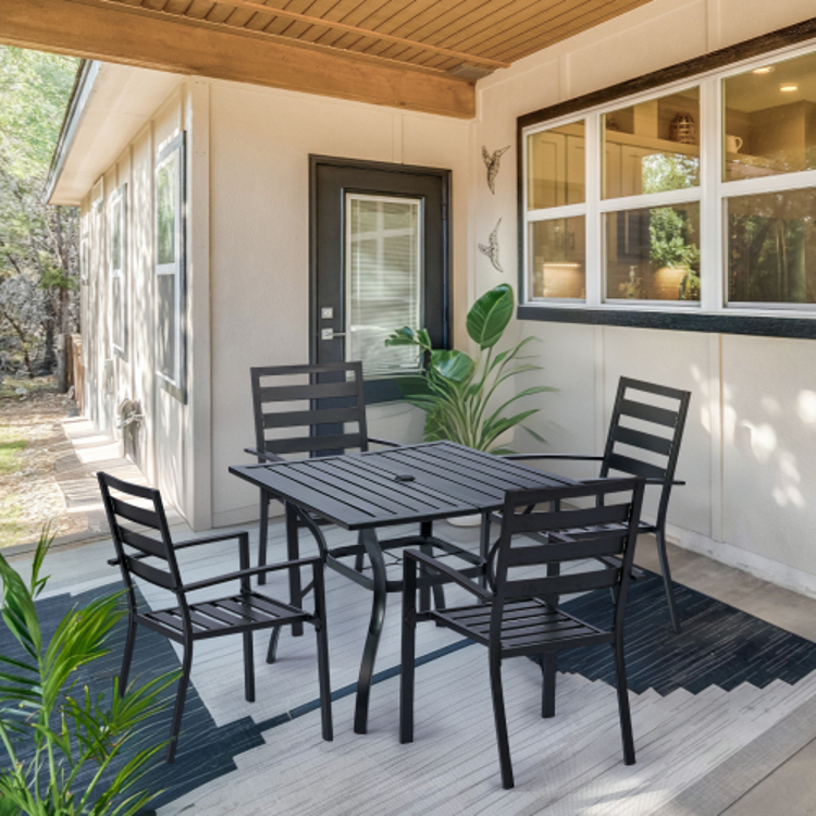 5pcs Outdoor Dining Set Black