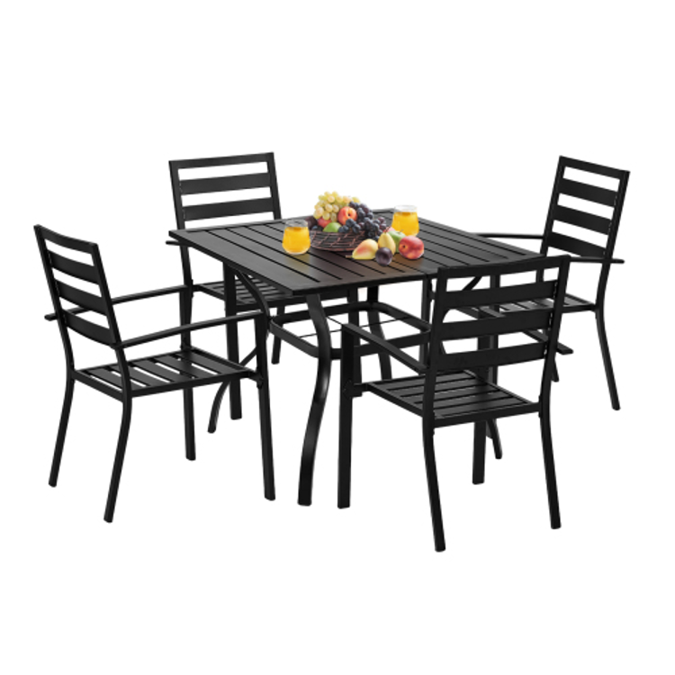 5pcs Outdoor Dining Set Black