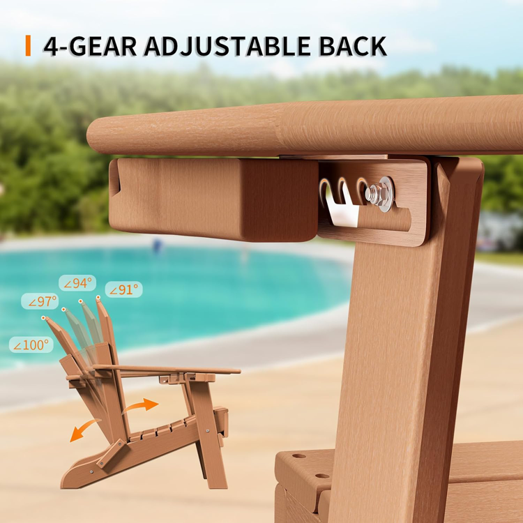 30in Back-Adjustable Folding Chairs Teak