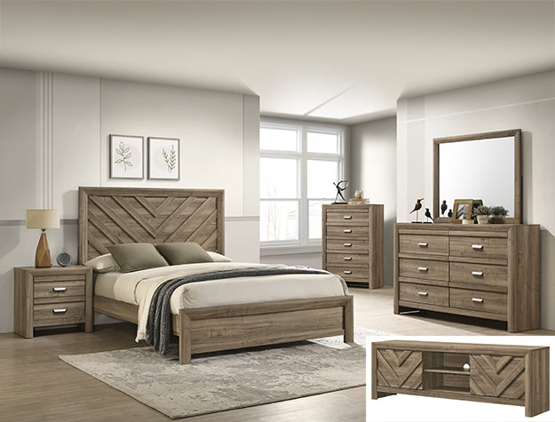 B9332 Light Brown Rustic Panel Group Bedroom Set
