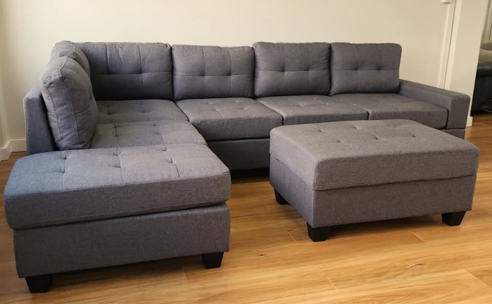 Sh3223dgr Dark Grey Reversible Sectional with drop down cup holders