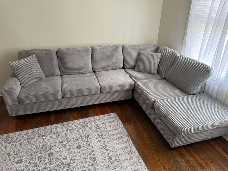 sh3223grc-3SC 2PC REVERSIBLE SECTIONAL, Grey CORDUROY