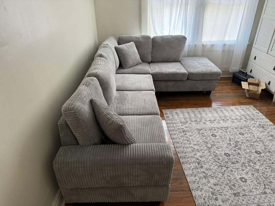 sh3223grc-3SC 2PC REVERSIBLE SECTIONAL, Grey CORDUROY