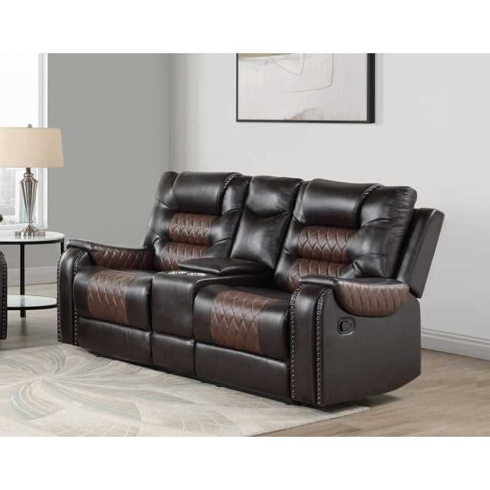 Brown 2 tone Reclining Sofa & Love Seat Set