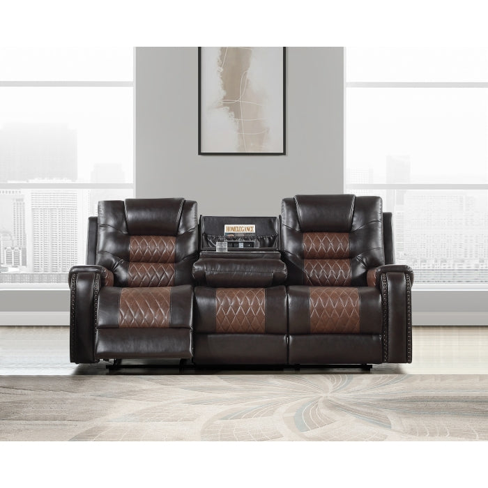 Brown 2 tone Reclining Sofa & Love Seat Set