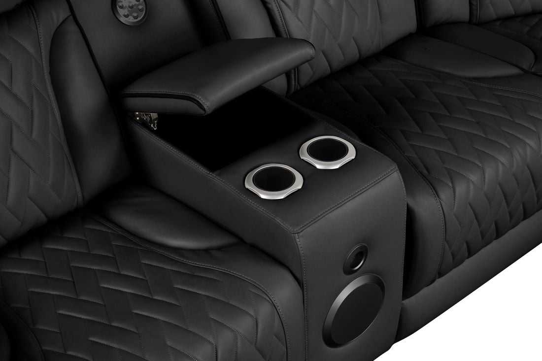 Spain Black Power Reclining Sectional (Power Headrests) with LED