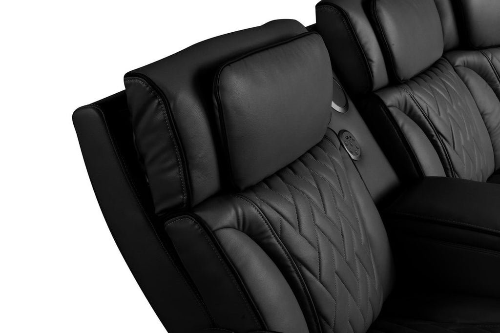 Spain Black Power Reclining Sectional (Power Headrests) with LED