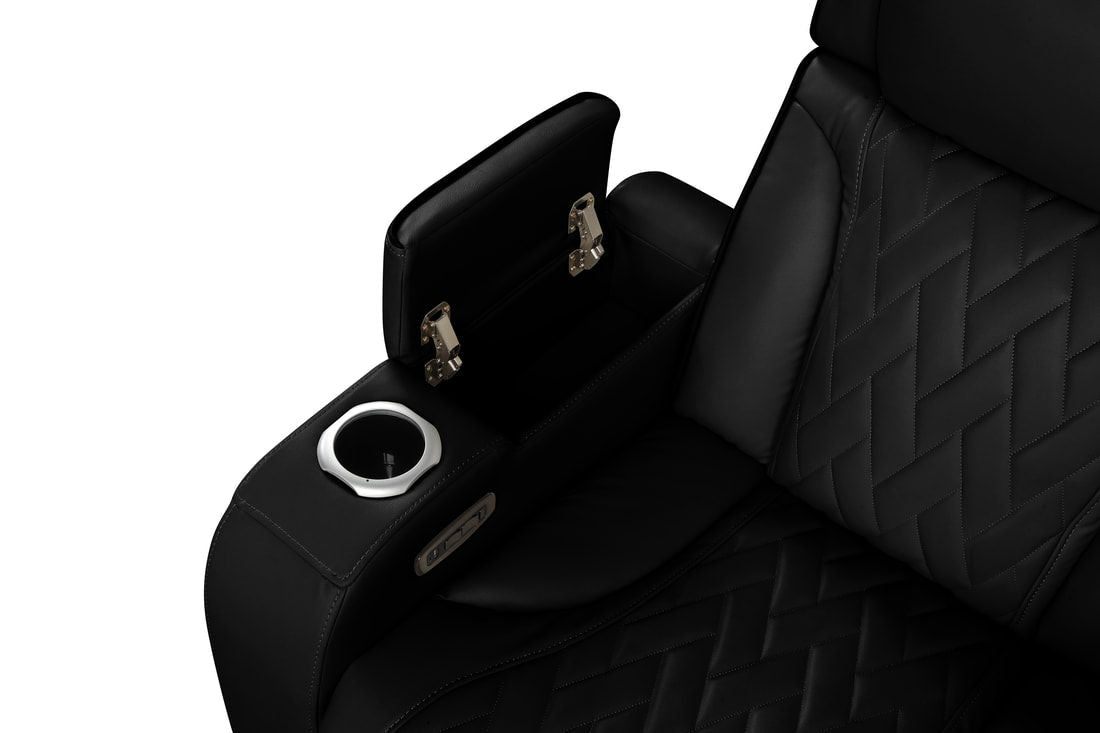 Spain Black Power Reclining Sectional (Power Headrests) with LED